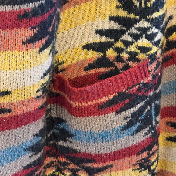 American Eagle Women's Hooded Southwest Open Blanket Poncho Sweater SZ L/XL - Picture 5 of 12